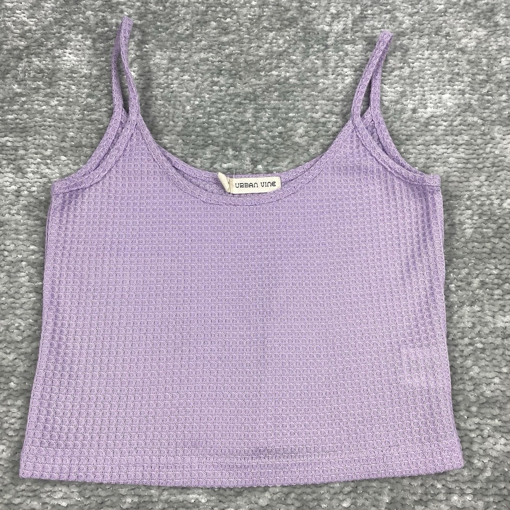 Urban Vine Cropped Tank Top Women's Size M Waffle Knit Sleeveless‎ Casual Lilac